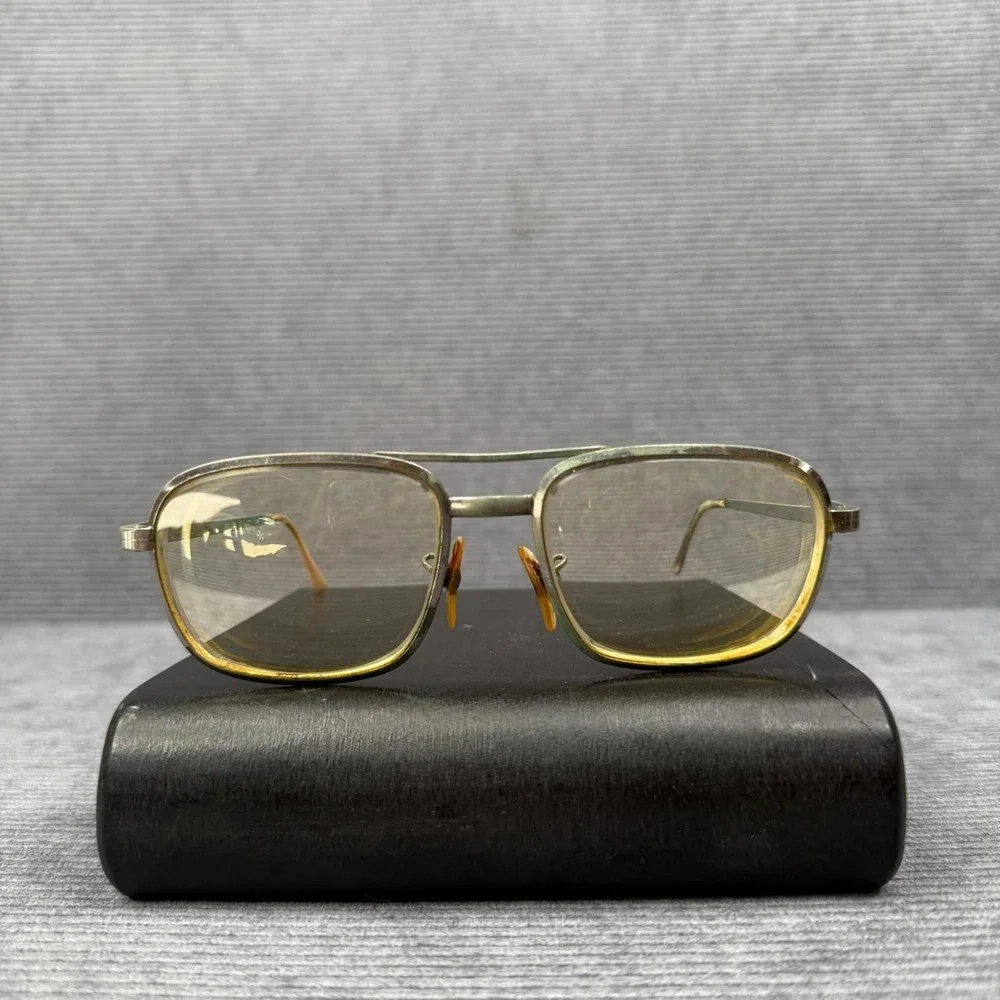 Vintage Cottet Aviator Glasses Metal Frame Rectangular Double Bridge 5 1/2 137